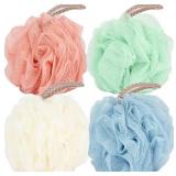 Fu Store Loofah Sponge Shower Loofahs 50g Bath Sponges Mesh Balls 4 Colors for Body Scrubber Exfoliator Wash Back Scrubber Bathroom Men Women - 4 Pack Scrubbers Cleaning Bathing Accessories - Retail:  Fu Store Loofah Sponge Shower Loofahs 50g Bath Sponges Mesh Balls 4 Colors for Body Scrubber Exfoliator Wash Back Scrubber Bathroom Men Women - 4 Pack Scrubbers Cleaning Bathing Accessories - Retail: