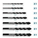 10-Piece Masonry Drill Bit Set for Concrete Tile Glass Ceramic Brick,1/8 to 1/2 Inch Drilling Bits with Triangle Handle,Tungsten Steel Alloy Tip.?Black? - Retail: $7 10-Piece Masonry Drill Bit Set for Concrete Tile Glass Ceramic Brick,1/8 to 1/2 Inch Drilling Bits with Triangle Handle,Tungsten Steel Alloy Tip.?Black? - Retail: $7