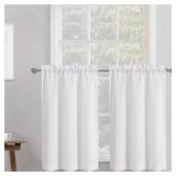 Chyhomenyc White Curtains 30 Inch Length, Faux Linen Textured Small Cafe Curtain, Light Filtering Short Curtains for Bathroom Curtain Window, 30x30 Inch, 2PCS - Retail: $10 Chyhomenyc White Curtains 30 Inch Length, Faux Linen Textured Small Cafe Curtain, Light Filtering Short Curtains for Bathroom Curtain Window, 30x30 Inch, 2PCS - Retail: $10