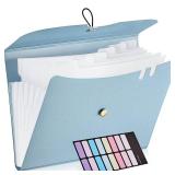 JARLINK 7 Pockets Expanding File Folder, A4 Size Accordion File Folders with 12 Labels, Cute Paper Organizer, Portable Document Organizer for Home College School Office Supplies, Blue - Retail: $81 JARLINK 7 Pockets Expanding File Folder, A4 Size Accordion File Folders with 12 Labels, Cute Paper Organizer, Portable Document Organizer for Home College School Office Supplies, Blue - Retail: $81