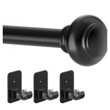 Ycinadou Black Curtain Rods for Windows 30 to 90 Inches,5/8 Inch Diameter Renter Friendly Adjustable Curtain Rods with Adhesive Brackets,No Drilling - Retail: $20 Ycinadou Black Curtain Rods for Windows 30 to 90 Inches,5/8 Inch Diameter Renter Friendly Adjustable Curtain Rods with Adhesive Brackets,No Drilling - Retail: $20
