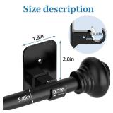 Ycinadou Black Curtain Rods for Windows 30 to 90 Inches,5/8 Inch Diameter Renter Friendly Adjustable Curtain Rods with Adhesive Brackets,No Drilling - Retail: $20 Ycinadou Black Curtain Rods for Windows 30 to 90 Inches,5/8 Inch Diameter Renter Friendly Adjustable Curtain Rods with Adhesive Brackets,No Drilling - Retail: $20
