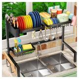 SNSLXH 2-Tier Over The Sink Dish Drying Rack, Kitchen Large Dish Drying Rack Over The Sink, Suitable for Most Sinks, Effective Dish Drying, Kitchen Drying Rack 24.8-35.4" - Retail: $24 SNSLXH 2-Tier Over The Sink Dish Drying Rack, Kitchen Large Dish Drying Rack Over The Sink, Suitable for Most Sinks, Effective Dish Drying, Kitchen Drying Rack 24.8-35.4" - Retail: $24