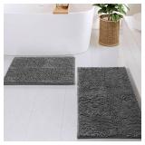 Hearth and Harbor Bathroom Rug Set, 2 Piece Chenille - Grey, Quick Dry, Non-Slip, Machine Washable - Bath Mat Size 17x24, 20x32 inches - Retail: $19 Hearth and Harbor Bathroom Rug Set, 2 Piece Chenille - Grey, Quick Dry, Non-Slip, Machine Washable - Bath Mat Size 17x24, 20x32 inches - Retail: $19