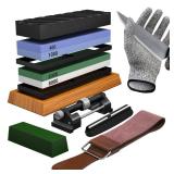 YeopAsda Knife Sharpening Stone Set - Premium 4 Side Grit 400/1000 3000/8000 Whetstone Sharpener Kit - Non-Slip Bamboo Base,Cut Resistant Gloves, Angle Guide,Flatting Stone,Honing Guide,Leather Strop  YeopAsda Knife Sharpening Stone Set - Premium 4 Side Grit 400/1000 3000/8000 Whetstone Sharpener Kit - Non-Slip Bamboo Base,Cut Resistant Gloves, Angle Guide,Flatting Stone,Honing Guide,Leather Strop