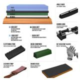 YeopAsda Knife Sharpening Stone Set - Premium 4 Side Grit 400/1000 3000/8000 Whetstone Sharpener Kit - Non-Slip Bamboo Base,Cut Resistant Gloves, Angle Guide,Flatting Stone,Honing Guide,Leather Strop  YeopAsda Knife Sharpening Stone Set - Premium 4 Side Grit 400/1000 3000/8000 Whetstone Sharpener Kit - Non-Slip Bamboo Base,Cut Resistant Gloves, Angle Guide,Flatting Stone,Honing Guide,Leather Strop