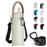 KXIAOCHEN Insulated Water Bottle, Stainless Steel Water Bottle, 2 Lids (Straw and Handle Lid),Wide Mouth Metal Water Bottles Keep Hot and Cold, Double Walled, Thermo Mug, Metal Canteen - Retail: $22 KXIAOCHEN Insulated Water Bottle, Stainless Steel Water Bottle, 2 Lids (Straw and Handle Lid),Wide Mouth Metal Water Bottles Keep Hot and Cold, Double Walled, Thermo Mug, Metal Canteen - Retail: $22