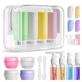 Muslish 21 Pack Leak Proof Silicone Travel Bottles Set, TSA Approved Containers for Toiletries, Travel Size Accessories and Shampoo Conditioner Bottles with Toiletry Bag (BPA Free) - Retail: $9 Muslish 21 Pack Leak Proof Silicone Travel Bottles Set, TSA Approved Containers for Toiletries, Travel Size Accessories and Shampoo Conditioner Bottles with Toiletry Bag (BPA Free) - Retail: $9
