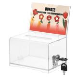 KYODOLED Clear Donation Box for Fundraising with Lock and Sign Holder, Multi-Use Voting and Raffle Box, Tip Jar, Secure Storage, Durable Plastic, 6.2 KYODOLED Clear Donation Box for Fundraising with Lock and Sign Holder, Multi-Use Voting and Raffle Box, Tip Jar, Secure Storage, Durable Plastic, 6.2