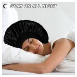 Extra Large Satin Bonnet Hair Cap, 17inches Silk Bonnet for Sleeping, Jumbo Silk Sleep Cap for Women Braids Curly Hair Locs 1Pcs (Black) - Retail: $6 Extra Large Satin Bonnet Hair Cap, 17inches Silk Bonnet for Sleeping, Jumbo Silk Sleep Cap for Women Braids Curly Hair Locs 1Pcs (Black) - Retail: $6
