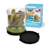 SOPHICO Pickle and Olives Jar Container with Strainer Flip, Leak-proof Juice Separator Hourglass Food Saver Storage Container (Transparent Black) - Retail: $10 SOPHICO Pickle and Olives Jar Container with Strainer Flip, Leak-proof Juice Separator Hourglass Food Saver Storage Container (Transparent Black) - Retail: $10