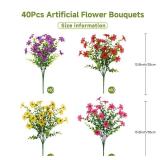 SHareconn 40 Bundles Artificial Flowers for Outdoors Spring Decoration, Fake Silk Realistic Faux Plants UV Resistant for Outdoor Planter Porch Patio Summer Outside Decor, RedRosyPurpleYellow SHareconn 40 Bundles Artificial Flowers for Outdoors Spring Decoration, Fake Silk Realistic Faux Plants UV Resistant for Outdoor Planter Porch Patio Summer Outside Decor, RedRosyPurpleYellow