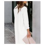 Aoudery Womens Button Down Shirt Dresses with Pockets Cotton Button Up Tunics Long Sleeve Solid High Low Blouse Tops-White-L - Retail: $29 Aoudery Womens Button Down Shirt Dresses with Pockets Cotton Button Up Tunics Long Sleeve Solid High Low Blouse Tops-White-L - Retail: $29