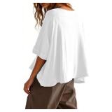 Tankaneo Womens Oversized T-Shirts Cropped Summer Casual Short Sleeve Loose Fit Tee Tops White S - Retail: $15 Tankaneo Womens Oversized T-Shirts Cropped Summer Casual Short Sleeve Loose Fit Tee Tops White S - Retail: $15