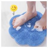 Shower Foot Scrubber Mat,Silicone Foot Scrubber for Shower,Silicone Body Scrubber with Suction Cups,Bath Feet Scrub Mat with Storage Hook(Blue) - Retail: $13 Shower Foot Scrubber Mat,Silicone Foot Scrubber for Shower,Silicone Body Scrubber with Suction Cups,Bath Feet Scrub Mat with Storage Hook(Blue) - Retail: $13
