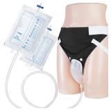 Wearable Urine Collector Set with Silicone Urine Catching Capsule, 1.2M Flexible Catheter, Breathable Cotton Pants, and 1000ml and 2000ml Collection Bags, Elderly Men Black Wearable Urine Collector Set with Silicone Urine Catching Capsule, 1.2M Flexible Catheter, Breathable Cotton Pants, and 1000ml and 2000ml Collection Bags, Elderly Men Black