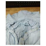 Cyan Sheer Button-up Blouse, L Cyan Sheer Button-up Blouse, L