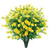 GREENRAIN Artificial Flowers Outdoor Fake Flowers for Decoration UV Resistant No Fade Faux Plastic Plants Garden Porch Window Box Décor (6 Bundles, 2#Yellow) - Retail: $10 GREENRAIN Artificial Flowers Outdoor Fake Flowers for Decoration UV Resistant No Fade Faux Plastic Plants Garden Porch Window Box Décor (6 Bundles, 2#Yellow) - Retail: $10