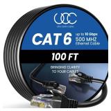 Ultra Clarity Cables Cat 6 Ethernet Cable 100 ft, OutdoorandIndoor 10Gbps Ethernet Cable, High Speed Cat6 Cable RJ45 LAN Internet Cable for Computer, Router, Modem, PS4/5, Xbox, Gaming - Black - Retai Ultra Clarity Cables Cat 6 Ethernet Cable 100 ft, OutdoorandIndoor 10Gbps Ethernet Cable, High Speed Cat6 Cable RJ45 LAN Internet Cable for Computer, Router, Modem, PS4/5, Xbox, Gaming - Black - Retai