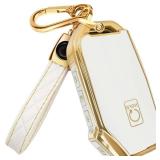 Lucrum for Kia Key Fob Cover and Leather Keychain - TPU Key Case for Kia Sportage, Soul, Forte, Telluride, EV6, Niro, K5, Stinger - 2018-2023 Keyfob Cover - White and Gold - Retail: $13 Lucrum for Kia Key Fob Cover and Leather Keychain - TPU Key Case for Kia Sportage, Soul, Forte, Telluride, EV6, Niro, K5, Stinger - 2018-2023 Keyfob Cover - White and Gold - Retail: $13