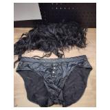 2XL Star-studded Wrestling Briefs and Black Wig 2XL Star-studded Wrestling Briefs and Black Wig