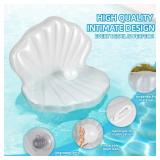 52" Thickened Inflatable Seashell Pool Float, Giant Pool Floating Raft Chair with Pearl Balls, for Birthday Party, Ocean Theme Decorations, Beach and Pool Party Decorations - Retail: $40 52" Thickened Inflatable Seashell Pool Float, Giant Pool Floating Raft Chair with Pearl Balls, for Birthday Party, Ocean Theme Decorations, Beach and Pool Party Decorations - Retail: $40