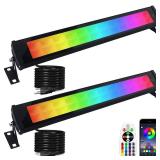 BOSITE 2 Pack 50W 96 LED RGB Light Bars Waterproof IP66 Smart APP/Remote Control Wall Washer Lights DIY 16 Millions Colors LED Light Bars for Room Stage Lighting Garden Outdoor Indoor - Retail: $50 BOSITE 2 Pack 50W 96 LED RGB Light Bars Waterproof IP66 Smart APP/Remote Control Wall Washer Lights DIY 16 Millions Colors LED Light Bars for Room Stage Lighting Garden Outdoor Indoor - Retail: $50