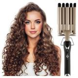 Hair Crimper Iron 5 Barrel Curling Iron Wand, 0.6 Inch Hair Waver Curler Ceramic Tourmaline Hair Styling Tool with Dual Voltage (0.6 Inch) - Retail: $40 Hair Crimper Iron 5 Barrel Curling Iron Wand, 0.6 Inch Hair Waver Curler Ceramic Tourmaline Hair Styling Tool with Dual Voltage (0.6 Inch) - Retail: $40