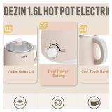Dezin Electric Pot, 1.6L Ramen Cooker, Hot Pot Electric Stainless Steel, Multifunctional Cooker for Egg, Pasta, Soup, Porridge, Oatmeal with Temperature Control and Keep Warm Function - Retail: $27 Dezin Electric Pot, 1.6L Ramen Cooker, Hot Pot Electric Stainless Steel, Multifunctional Cooker for Egg, Pasta, Soup, Porridge, Oatmeal with Temperature Control and Keep Warm Function - Retail: $27