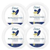 Dove Nourishing Body Care, Face, Hand, and Body Rich Nourishment Cream for Extra Dry Skin with 48-Hour Moisturization, 4-Pack, 2.53 Oz Each Jar - Retail: $7 Dove Nourishing Body Care, Face, Hand, and Body Rich Nourishment Cream for Extra Dry Skin with 48-Hour Moisturization, 4-Pack, 2.53 Oz Each Jar - Retail: $7
