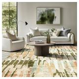 jinchan Area Rug 5x7 Modern Abstract Washable Living Room Rug Moss Green Multi Soft Contemporary Home Decor Non Slip Backing Carpet for Bedroom Dining Room - Retail: $32 jinchan Area Rug 5x7 Modern Abstract Washable Living Room Rug Moss Green Multi Soft Contemporary Home Decor Non Slip Backing Carpet for Bedroom Dining Room - Retail: $32