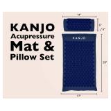 Kanjo Acupressure Mat and Pillow Set for Back Pain Relief and Neck Pain Relief, with Pressure Points for Muscle Pain Relief with Travel Bag - Navy - Retail: $80 Kanjo Acupressure Mat and Pillow Set for Back Pain Relief and Neck Pain Relief, with Pressure Points for Muscle Pain Relief with Travel Bag - Navy - Retail: $80
