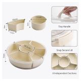 SUROQUE Divided Serving Tray with Lid and Handle Snack Box for Fridge Snackle Box Container Snack Spinner for Adults Serving Platter Fruit Tray - Retail: $18 SUROQUE Divided Serving Tray with Lid and Handle Snack Box for Fridge Snackle Box Container Snack Spinner for Adults Serving Platter Fruit Tray - Retail: $18