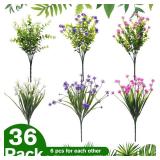 WILLBOND 36 Bundles Artificial Flowers Outdoor, UV Resistant Faux Artificial Plants Shrubs Flower Bulk for Hanging Planter Porch Window Home Wedding Spring Summer Decor (Delicate Colors) - Retail: $35 WILLBOND 36 Bundles Artificial Flowers Outdoor, UV Resistant Faux Artificial Plants Shrubs Flower Bulk for Hanging Planter Porch Window Home Wedding Spring Summer Decor (Delicate Colors) - Retail: $35
