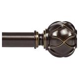 KAMANINA Single Curtain Rod 32 to 58 Inch(2.6-4.8Ft), 7/8 Inch Antique Bronze Adjustable Drapery Rod for Windows, Decorative Netted Texture End - Retail: $20 KAMANINA Single Curtain Rod 32 to 58 Inch(2.6-4.8Ft), 7/8 Inch Antique Bronze Adjustable Drapery Rod for Windows, Decorative Netted Texture End - Retail: $20