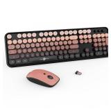 FD Wireless Keyboard and Mouse Combo - 2.4G Full-Sized Cute Colorful Mouse and Keyboard with 104 Round Keys Retro Typewriter Keyboard for Laptop/Windows/PC - Black Gradient - Retail: $32 FD Wireless Keyboard and Mouse Combo - 2.4G Full-Sized Cute Colorful Mouse and Keyboard with 104 Round Keys Retro Typewriter Keyboard for Laptop/Windows/PC - Black Gradient - Retail: $32