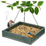 Kingsyard Platform Mealworm Bird Feeder for Outside, Recycled Plastic Hanging Tray Bird Feeders with Large Capacity 3.5 lbs, Premium Quality and Durable, Great for Attracting Wild Birds, Green - Retai Kingsyard Platform Mealworm Bird Feeder for Outside, Recycled Plastic Hanging Tray Bird Feeders with Large Capacity 3.5 lbs, Premium Quality and Durable, Great for Attracting Wild Birds, Green - Retai