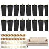 TURSTIN Furniture Legs Plastic Sofa Couch Legs Square Tapered Feet Sofa Legs with M8 T-Nuts Screws for Legs Sofas Chairs Cabinets Dressers Beds, Black (16, 5.7 Inches) - Retail: $46 TURSTIN Furniture Legs Plastic Sofa Couch Legs Square Tapered Feet Sofa Legs with M8 T-Nuts Screws for Legs Sofas Chairs Cabinets Dressers Beds, Black (16, 5.7 Inches) - Retail: $46