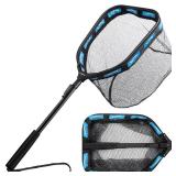 PLUSINNO Floating Fishing Net for Steelhead, Salmon, Fly, Kayak, Catfish, Bass, Trout Fishing, Rubber Coated Landing Net for Easy Catch and Release, Compact and Foldable for Easy Transportation and St PLUSINNO Floating Fishing Net for Steelhead, Salmon, Fly, Kayak, Catfish, Bass, Trout Fishing, Rubber Coated Landing Net for Easy Catch and Release, Compact and Foldable for Easy Transportation and St