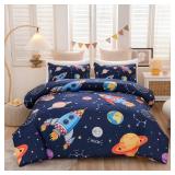 Aimuan Twin Comforter Set Kids Space Rocket Bedding Set Super Soft and Cute Aliens UFO Printed for Teen Boys Girls (Navy, Twin) - Retail: $40 Aimuan Twin Comforter Set Kids Space Rocket Bedding Set Super Soft and Cute Aliens UFO Printed for Teen Boys Girls (Navy, Twin) - Retail: $40