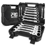 Prostormer 14-Piece SAE Flex-Head Ratcheting Wrench Set, 1/4\ to 1\in Combination Wrench Kit with Storage Case, 72 Tooth, Cr-V Steel Constructed - Retail: $65 Prostormer 14-Piece SAE Flex-Head Ratcheting Wrench Set, 1/4\ to 1\in Combination Wrench Kit with Storage Case, 72 Tooth, Cr-V Steel Constructed - Retail: $65