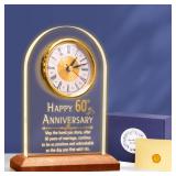 OkiyiD 60th Anniversary Wedding Gift, Anniversary Quartz Clock, Desk Table Clock, 60 Years of Marriage, Golden Wedding for Couple, Parents, Grandparents (Wooden Base with LED Light) - Retail: $43 OkiyiD 60th Anniversary Wedding Gift, Anniversary Quartz Clock, Desk Table Clock, 60 Years of Marriage, Golden Wedding for Couple, Parents, Grandparents (Wooden Base with LED Light) - Retail: $43