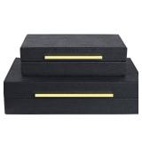 ZIKOUL Black Shagreen box Set of 2 Faux Leather Decorative Boxes,Large Nesting Storage Decorative Boxes with Lids for Modern Home Decor Stacking Jewelry Box Organizer - Retail: $55 ZIKOUL Black Shagreen box Set of 2 Faux Leather Decorative Boxes,Large Nesting Storage Decorative Boxes with Lids for Modern Home Decor Stacking Jewelry Box Organizer - Retail: $55