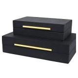 ZIKOUL Black Shagreen box Set of 2 Faux Leather Decorative Boxes,Large Nesting Storage Decorative Boxes with Lids for Modern Home Decor Stacking Jewelry Box Organizer - Retail: $55 ZIKOUL Black Shagreen box Set of 2 Faux Leather Decorative Boxes,Large Nesting Storage Decorative Boxes with Lids for Modern Home Decor Stacking Jewelry Box Organizer - Retail: $55