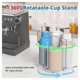 KOTEMON Cup and Lid Holder, 4 Compartment, Square | Rotating Coffee Cup Dispenser Lid Carousel for Restaurant, Buffet, Coffee Station, Bar, Countertop, Clear Acrylic - Retail: $40 KOTEMON Cup and Lid Holder, 4 Compartment, Square | Rotating Coffee Cup Dispenser Lid Carousel for Restaurant, Buffet, Coffee Station, Bar, Countertop, Clear Acrylic - Retail: $40