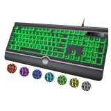 Large Print Backlit Computer Keyboard, 7-Color Backlit Keyboard with Wrist Rest, USB Plug-and-Play, Oversize Letters Keys Easy to See and Type, Wired Light Up Keyboards for Laptop, PC, Gaming - Retail Large Print Backlit Computer Keyboard, 7-Color Backlit Keyboard with Wrist Rest, USB Plug-and-Play, Oversize Letters Keys Easy to See and Type, Wired Light Up Keyboards for Laptop, PC, Gaming - Retail