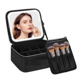 Chomeiu Makeup Bag with LED Mirror, Travel Makeup Case for Women and Makeup Artists Cosmetic Organizer Large Make Up Bags with Light Up Mirror, 3 Color Lights, Adjustable Dividers and Brush Holder - R Chomeiu Makeup Bag with LED Mirror, Travel Makeup Case for Women and Makeup Artists Cosmetic Organizer Large Make Up Bags with Light Up Mirror, 3 Color Lights, Adjustable Dividers and Brush Holder - R
