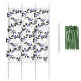 WellSign 5.25FT Trellis for Climbing Plants Outdoor, Garden Wall White Trellis with Ties, Plastic Coated Metal Pipe Support Tall Plant Fence for Ivy Vines Rose Flower WellSign 5.25FT Trellis for Climbing Plants Outdoor, Garden Wall White Trellis with Ties, Plastic Coated Metal Pipe Support Tall Plant Fence for Ivy Vines Rose Flower
