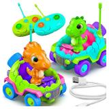 MindSprout Dino Chasers Set of 2 Rechargable Remote Control Car for Toddler, Kids Toys Age 2 3 4 5, Boys and Girls Birthday Gift, Dinosaur Toy 2-4, LED Lights and Music, Batteries Included - Retail: $ MindSprout Dino Chasers Set of 2 Rechargable Remote Control Car for Toddler, Kids Toys Age 2 3 4 5, Boys and Girls Birthday Gift, Dinosaur Toy 2-4, LED Lights and Music, Batteries Included - Retail: $