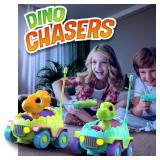 MindSprout Dino Chasers Set of 2 Rechargable Remote Control Car for Toddler, Kids Toys Age 2 3 4 5, Boys and Girls Birthday Gift, Dinosaur Toy 2-4, LED Lights and Music, Batteries Included - Retail: $ MindSprout Dino Chasers Set of 2 Rechargable Remote Control Car for Toddler, Kids Toys Age 2 3 4 5, Boys and Girls Birthday Gift, Dinosaur Toy 2-4, LED Lights and Music, Batteries Included - Retail: $
